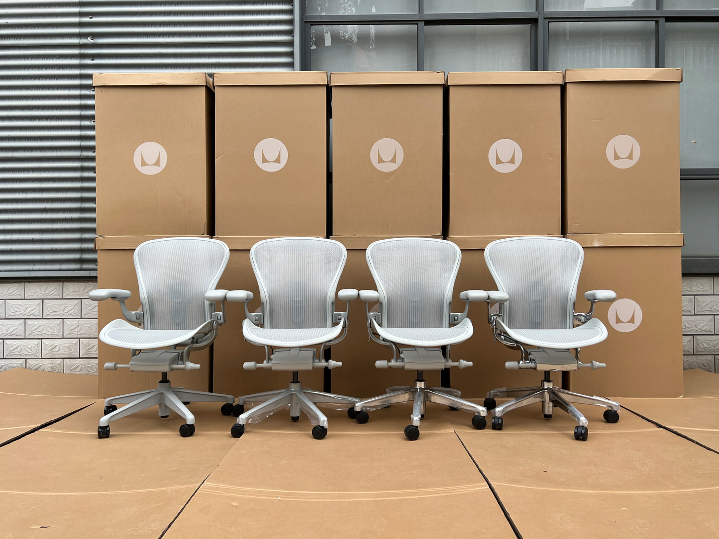 Herman Miller Aeron Chair - Mineral Polished Aluminium base/frame (12 Year Warranty)