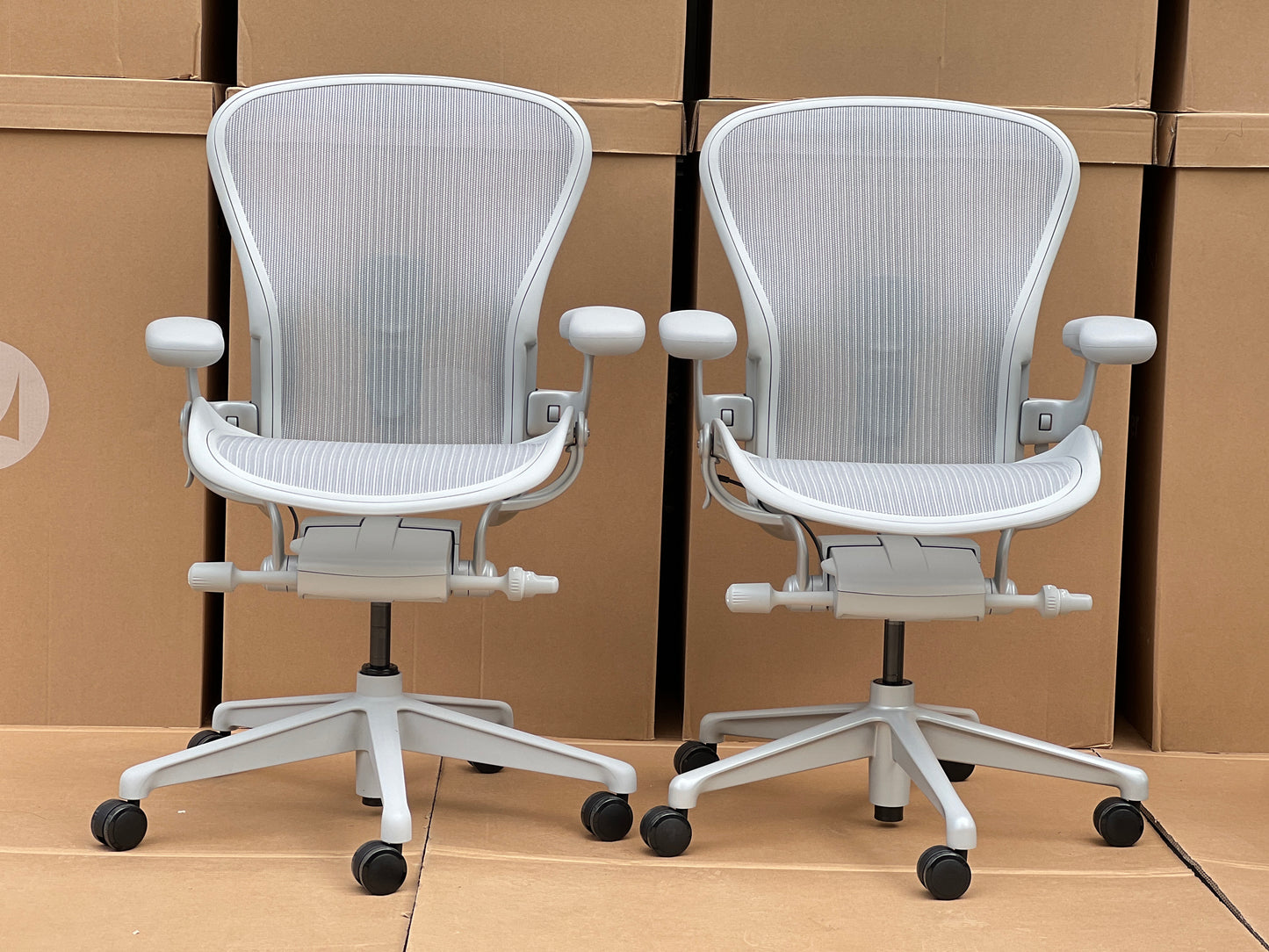 Herman Miller Aeron Chair - Mineral Polished Aluminium base/frame (12 Year Warranty)