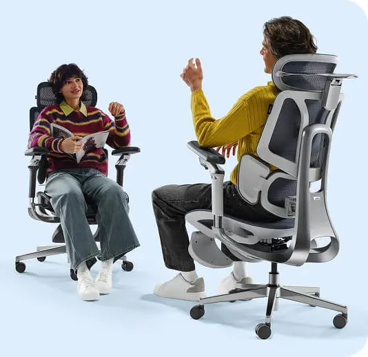 Shorter and taller users each seated in an HBADA E3 Pro