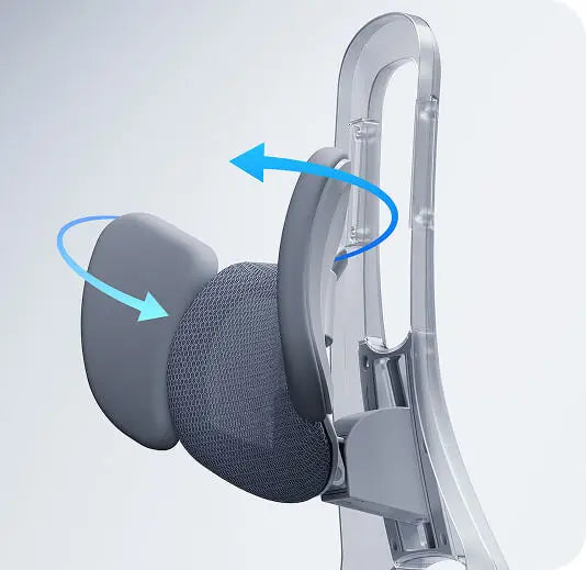 HBADA E3 Pro 3-zone adaptive lumbar block with rotating side wings on the backrest frame
