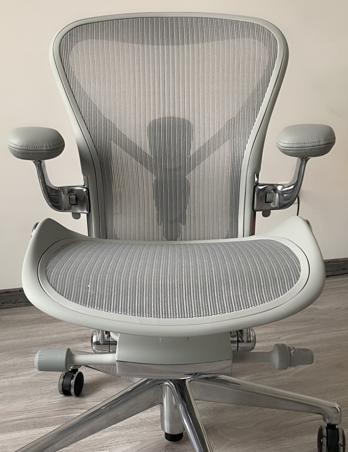 Herman Miller Aeron Chair - Mineral Polished Aluminium base/frame (1 Year Warranty)