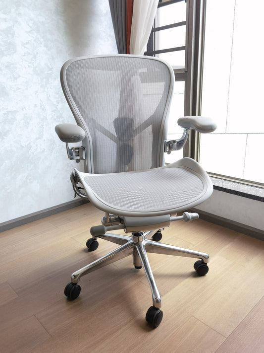 Herman Miller Aeron Chair - Mineral Polished Aluminium base/frame (1 Year Warranty)
