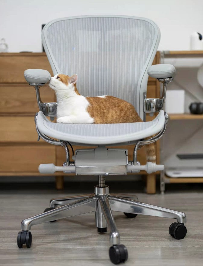 Herman Miller Aeron Chair - Mineral Polished Aluminium base/frame (1 Year Warranty)