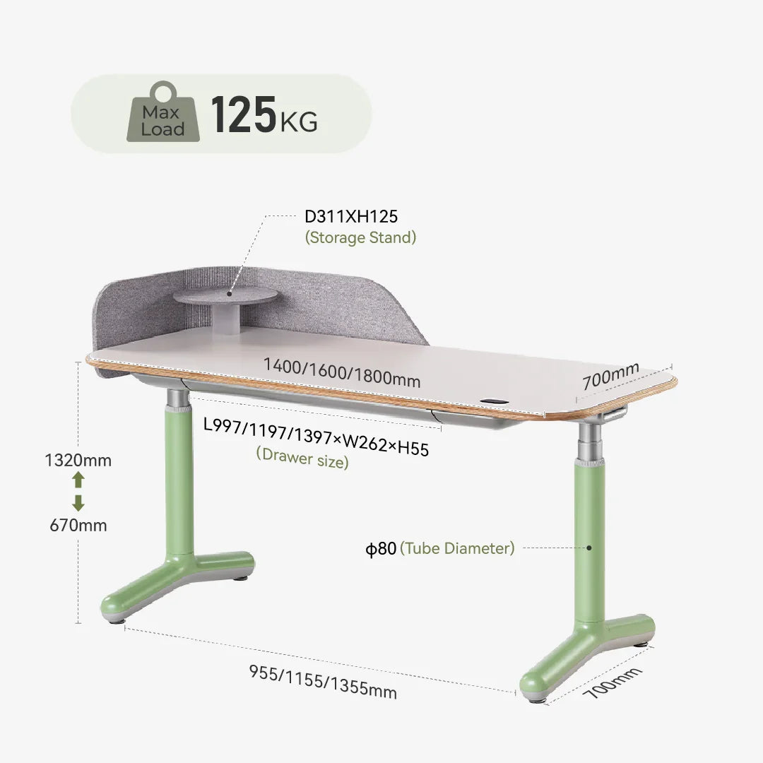9am Dora Pro Smart Standing Desk — size guide