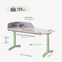 9am Dora Pro Smart Standing Desk — size guide