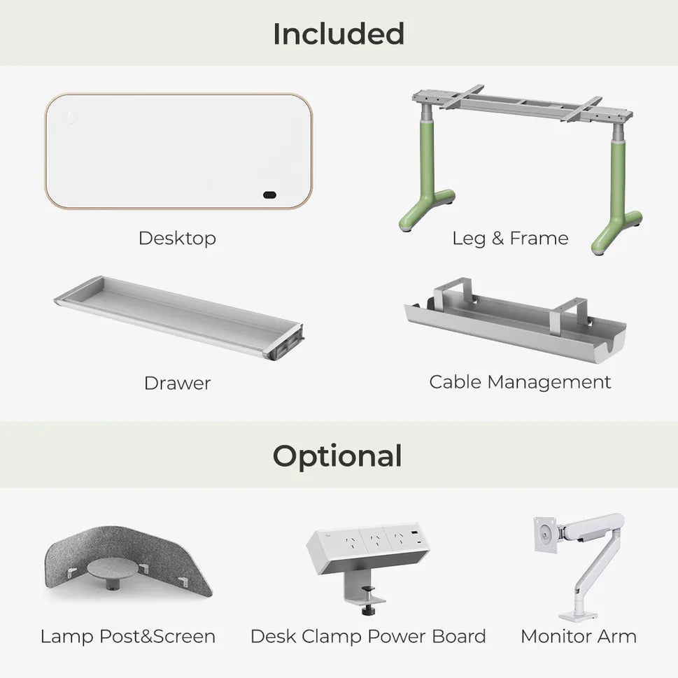 9am Dora Pro Smart Standing Desk — what is in the box