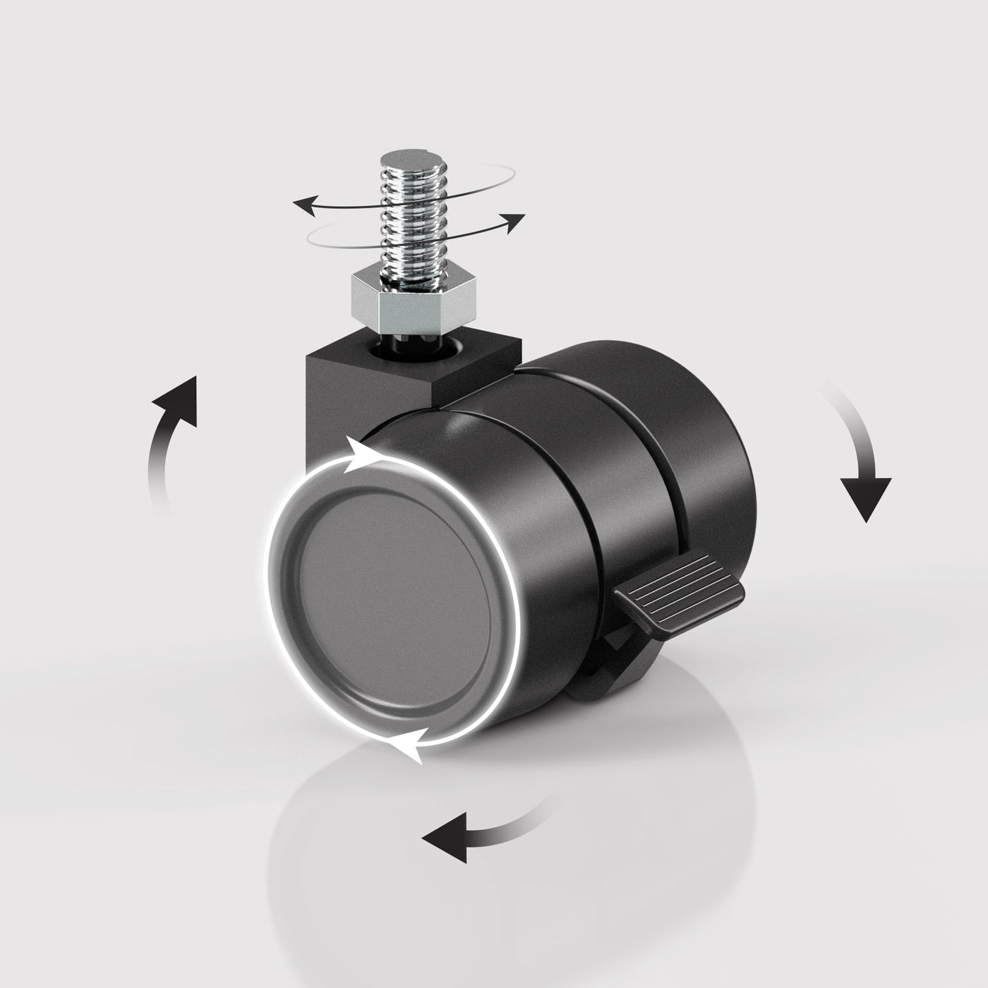 9am M8 Lockable Caster Wheels — 360° swivel