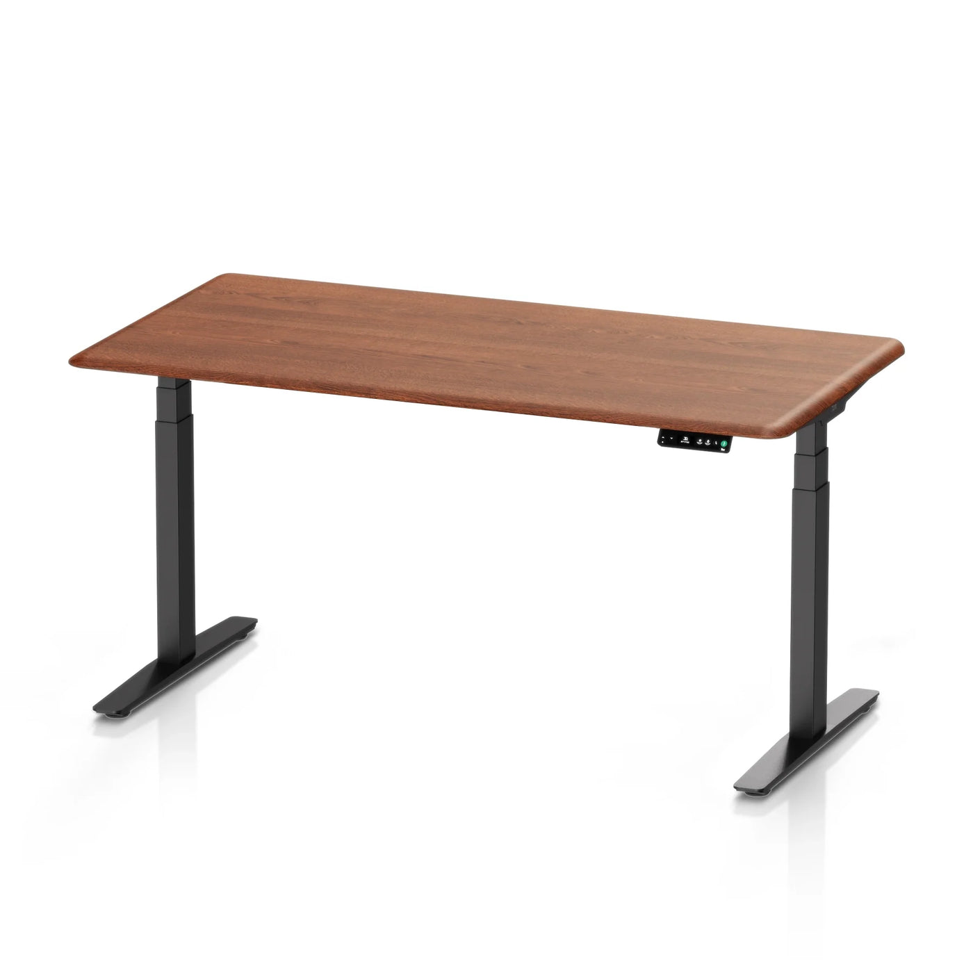 9am Pesk Pro Smart Standing Desk — American Walnut Top + Black Leg, 1500 × 750 mm