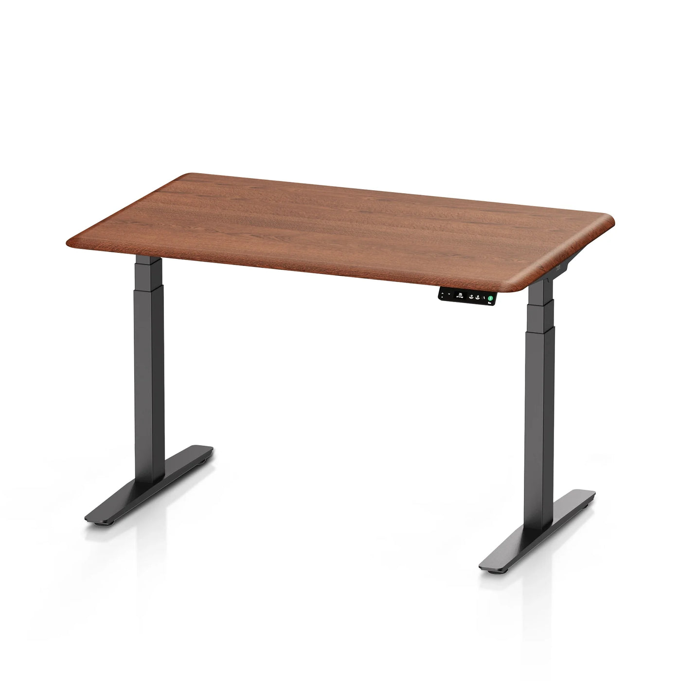 9am Pesk Pro Smart Standing Desk — American Walnut Top + Black Leg, 1200 × 750 mm