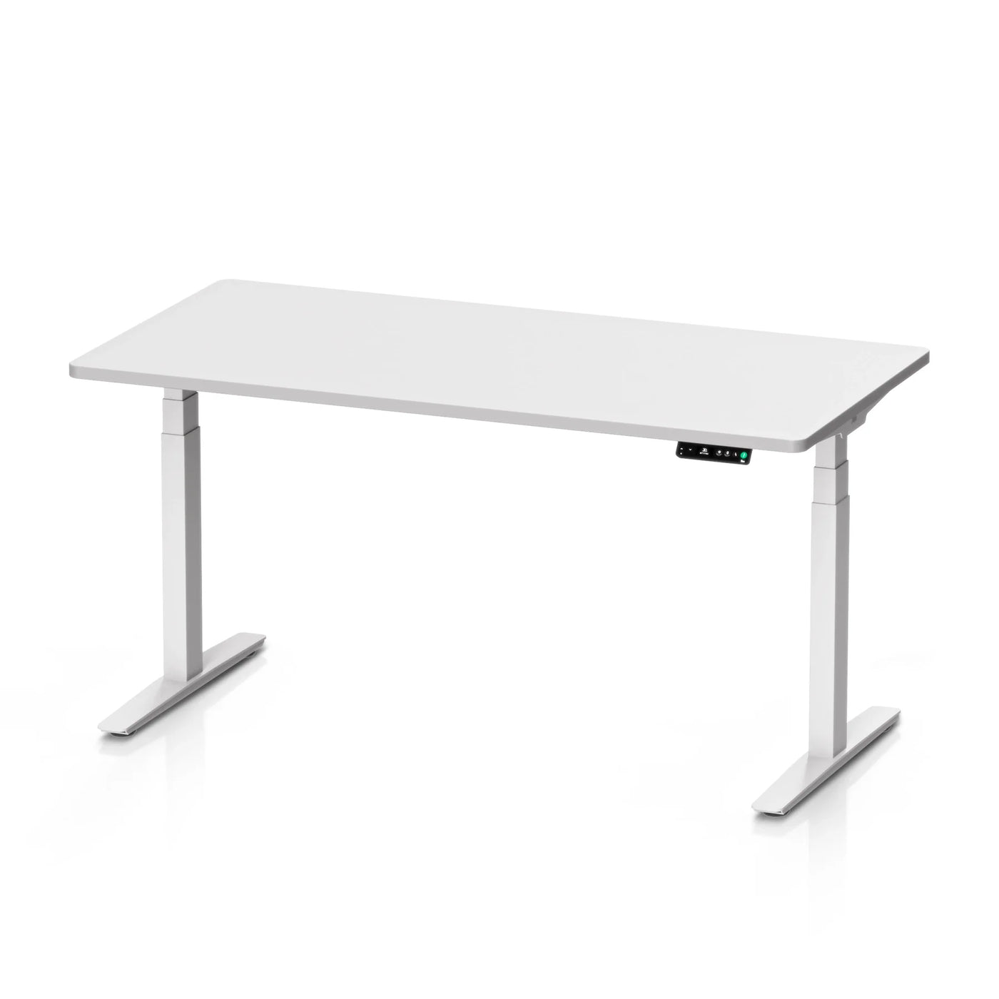 9am Pesk Smart Standing Desk — White Top + White Leg, 1500 × 750 mm