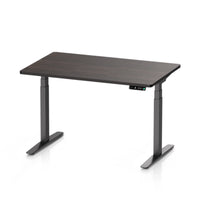 9am Pesk Smart Standing Desk — Dark Oak Top + Black Leg, 1200 × 750 mm