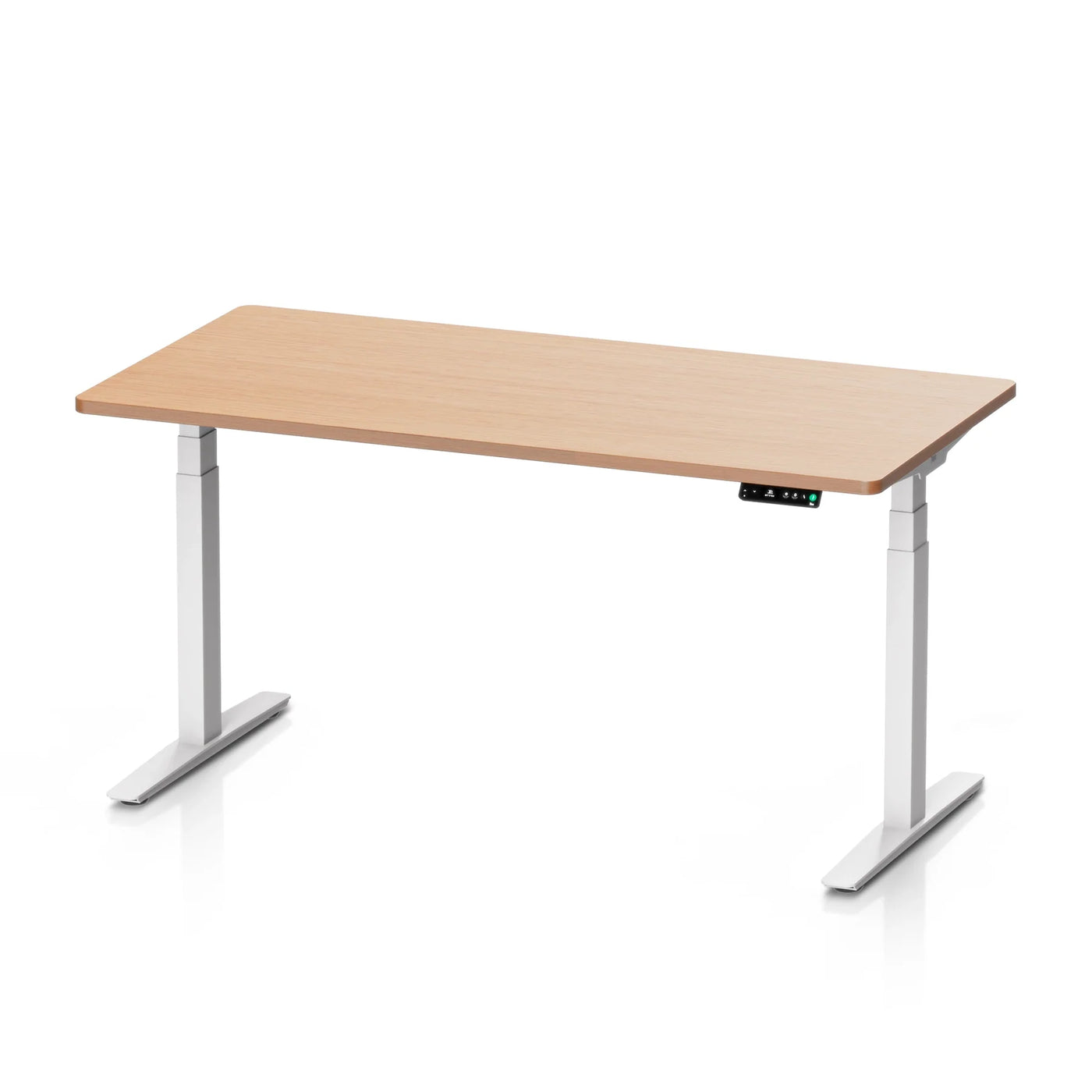 9am Pesk Smart Standing Desk — Oak Top + White Leg, 1500 × 750 mm