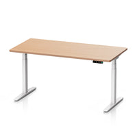 9am Pesk Smart Standing Desk — Oak Top + White Leg, 1500 × 750 mm