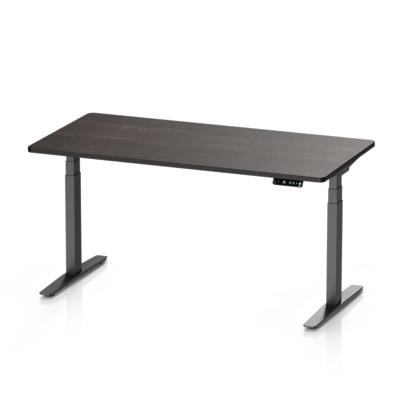 9am Pesk Smart Standing Desk — Dark Oak Top + Black Leg, 1500 × 750 mm