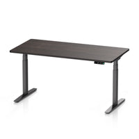 9am Pesk Smart Standing Desk — Dark Oak Top + Black Leg, 1500 × 750 mm