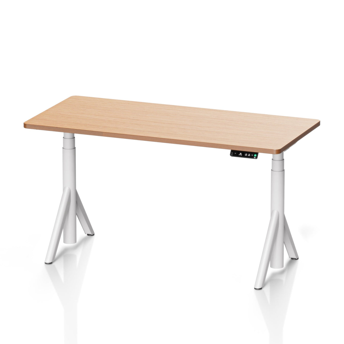 9am Robin Pro Smart Standing Desk — Oak Top + White Leg