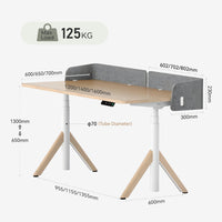 9am Robin Pro Smart Standing Desk — size guide