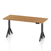 9am Robin Pro Smart Standing Desk — Walnut Brown Top + Black Leg, 1600 × 700 mm