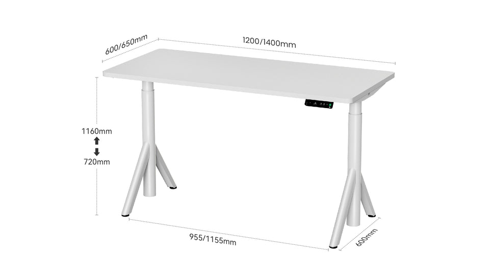 9am Robin Smart Standing Desk — dimensions