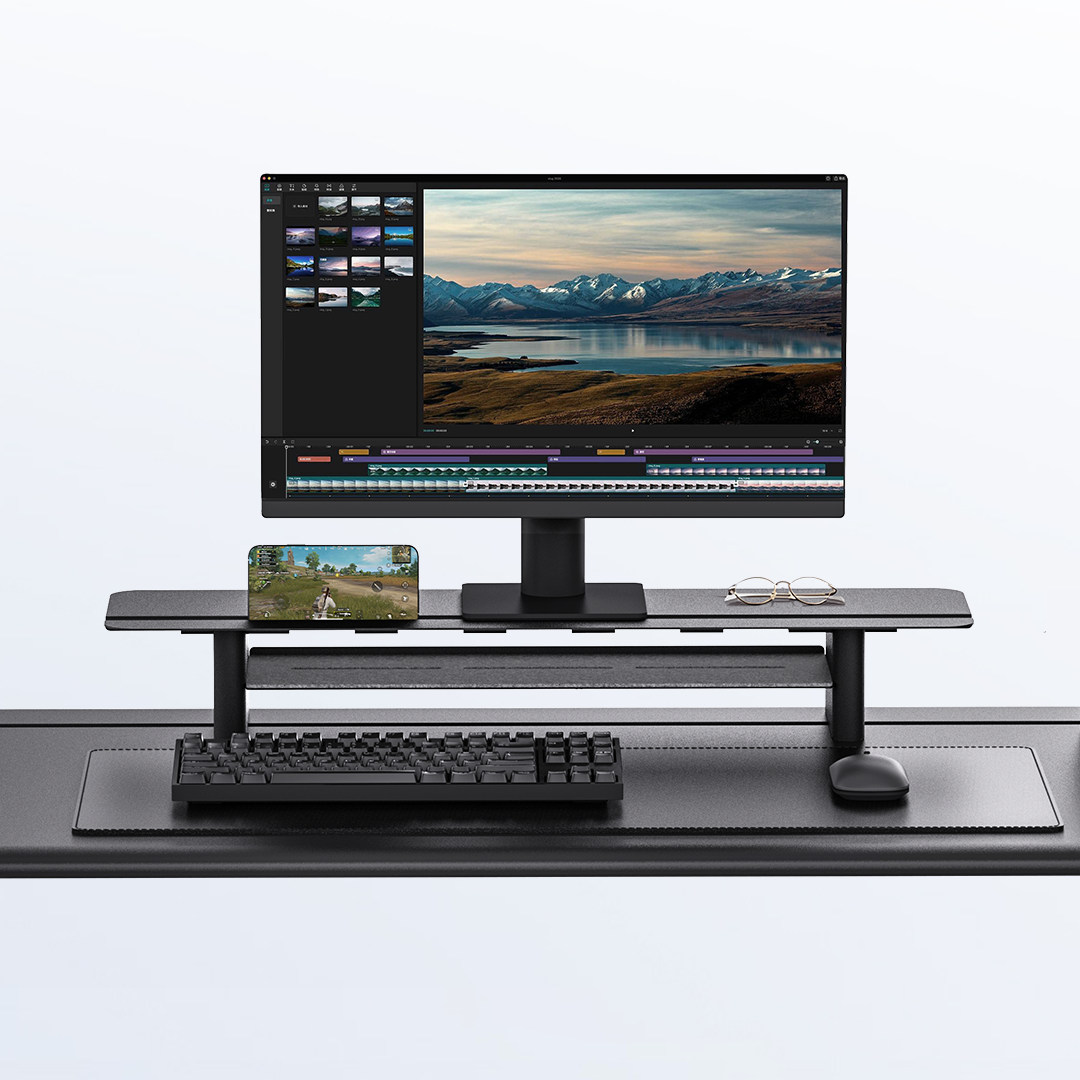 9am Two-Tier Metal Monitor Riser on desk