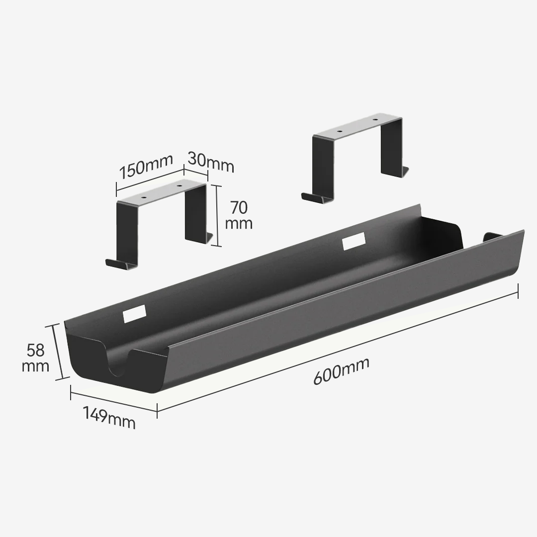 9am Under Desk Cable Management Tray — dimensions
