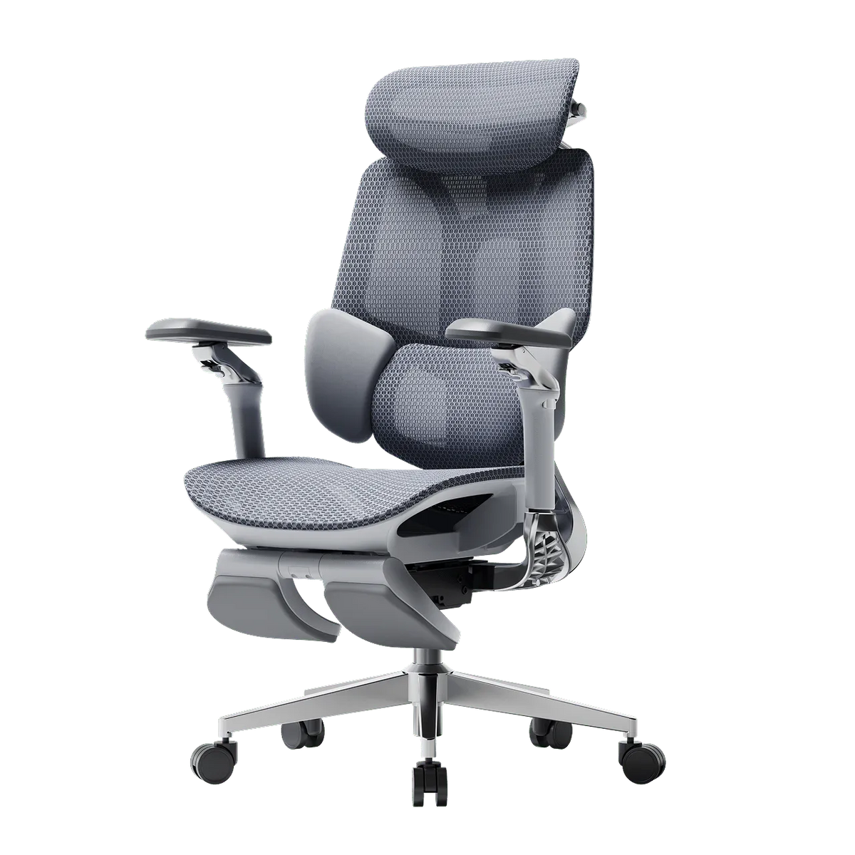 HBADA E3 Pro in Grey with footrest, three-quarter view