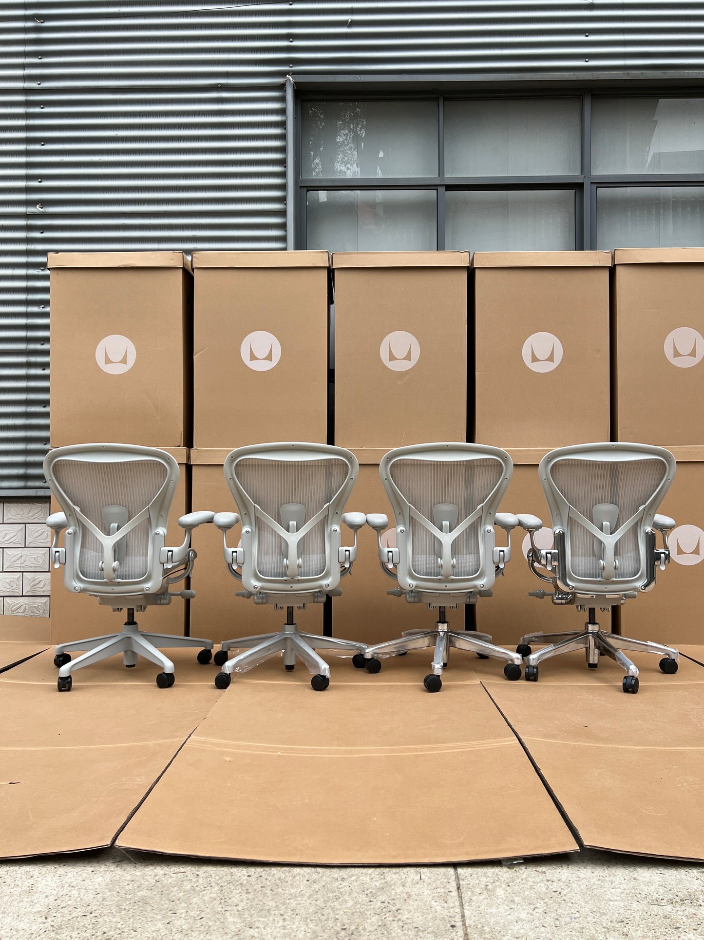 Herman Miller Aeron Chair - Mineral Plastic Base (12 Year Warranty)