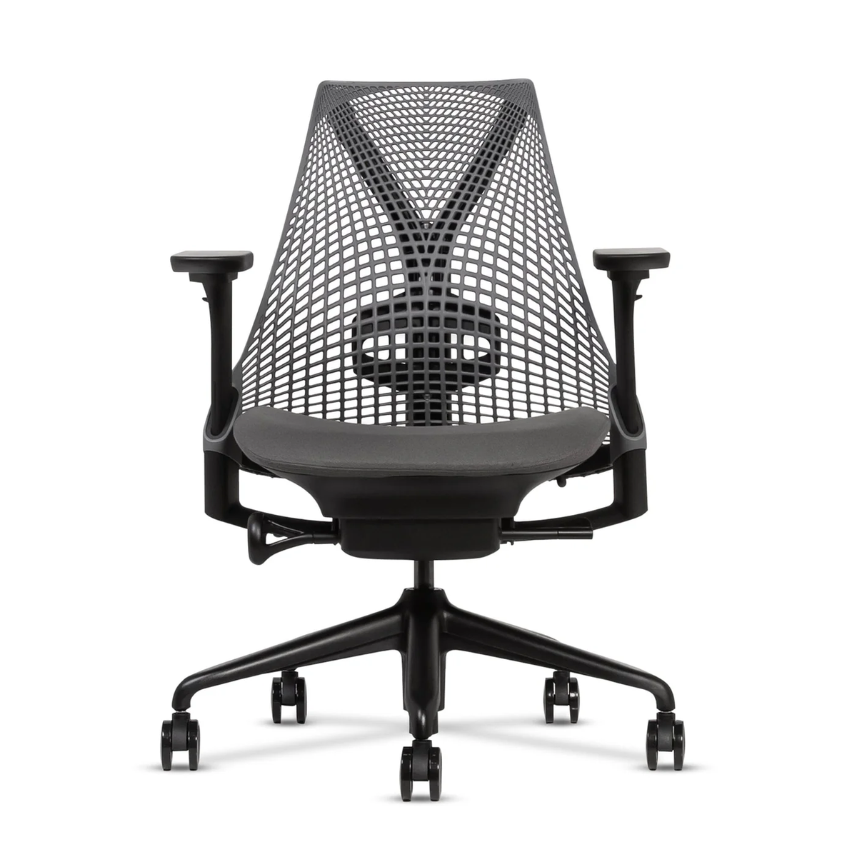 Herman Miller Sayl Chair in Black – front view, studio