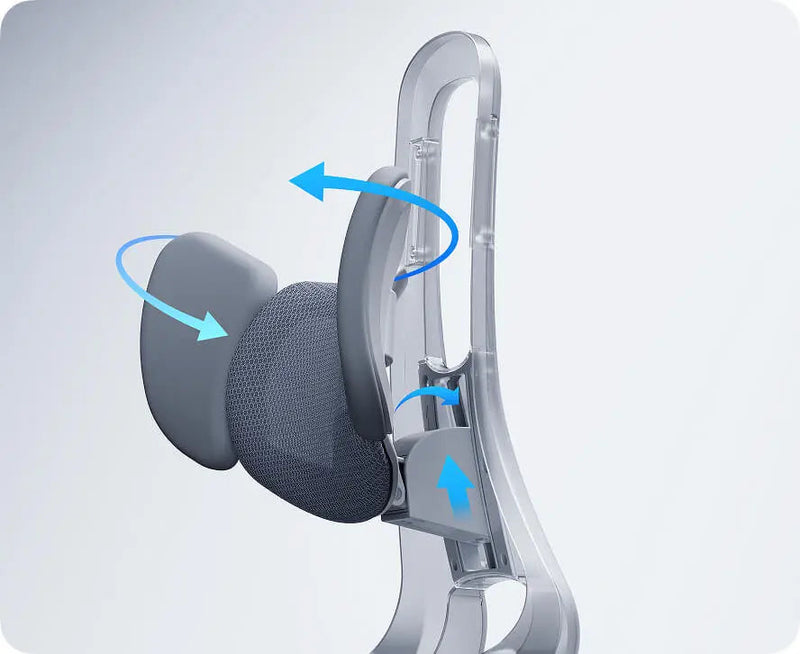 HBADA E3 Pro lumbar pad lifting and its side wings folding