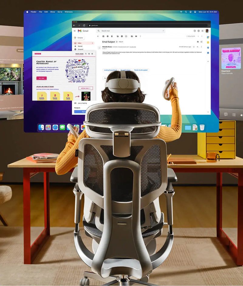 Back view of a VR user seated in the HBADA E3 Pro