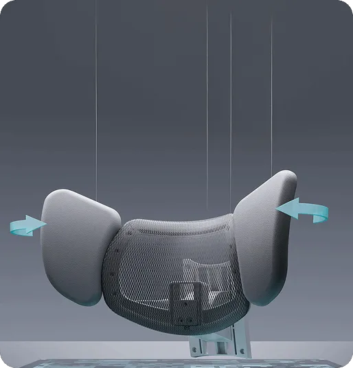 HBADA E3 Ultra 3-zone lumbar support with rotating side wings