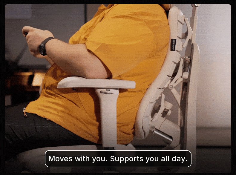 HBADA T8 Max backrest flexing as a seated man leans back
