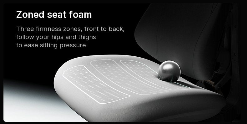 T8 Max seat cushion with three firmness zones as a steel ball presses into the foam