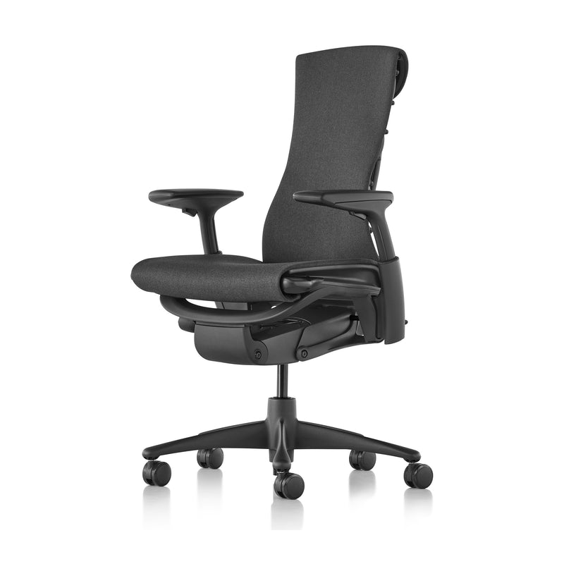 Herman Miller Embody Chair in Black with Graphite frame and base – front three-quarter view, studio