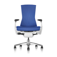 Herman Miller Embody Chair in Blue with White frame – front view, studio