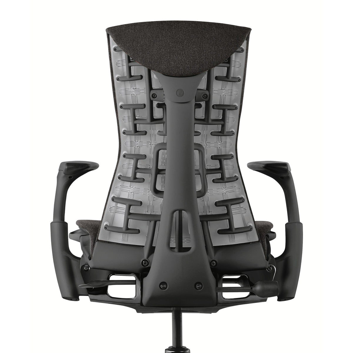Herman Miller Embody Chair in Carbon with Graphite frame and base – back detail, studio