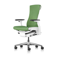 Herman Miller Embody Chair in Grass Green with White frame – front three-quarter view, studio