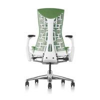 Herman Miller Embody Chair in Grass Green with White frame – rear view, studio