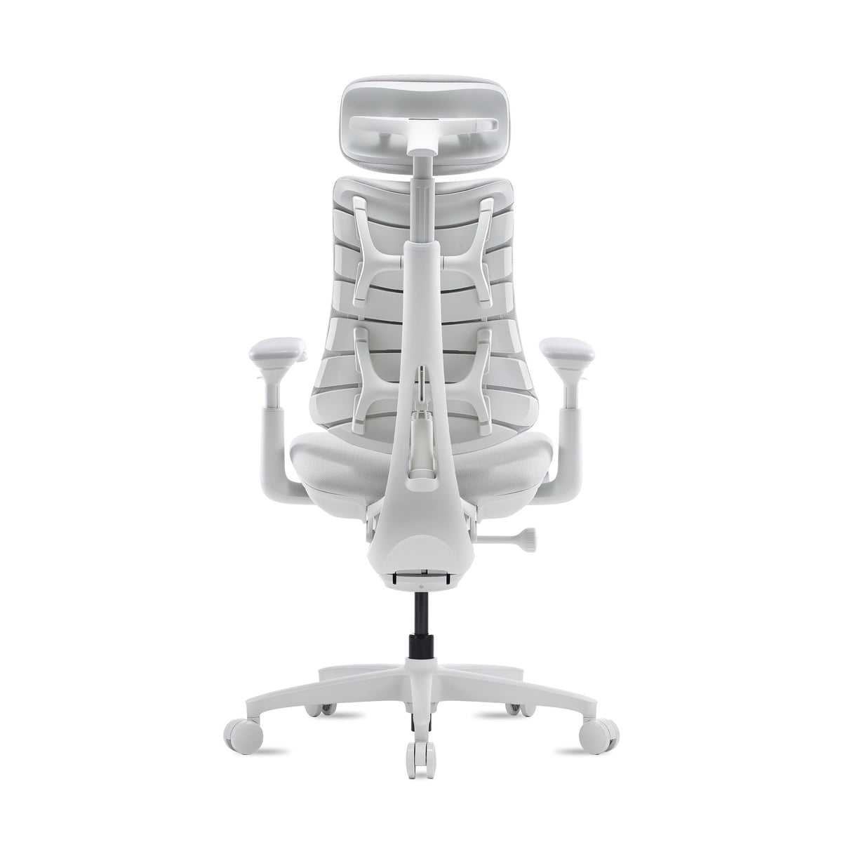 LiberNovo Omni Gen in Glacier, rear view showing the exoskeleton backrest