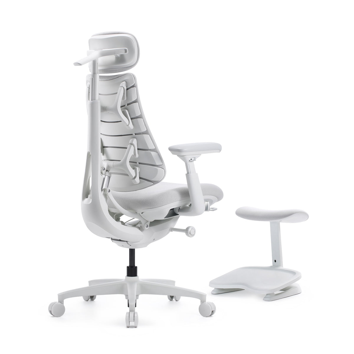 LiberNovo Omni Gen in Glacier, rear three-quarter view with the footrest