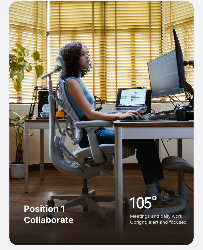 LiberNovo Omni Gen in recline Position 1, Collaborate, at 105\u00b0
