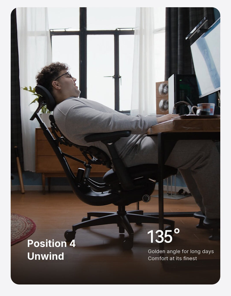LiberNovo Omni Gen in recline Position 4, Unwind, at 135\u00b0