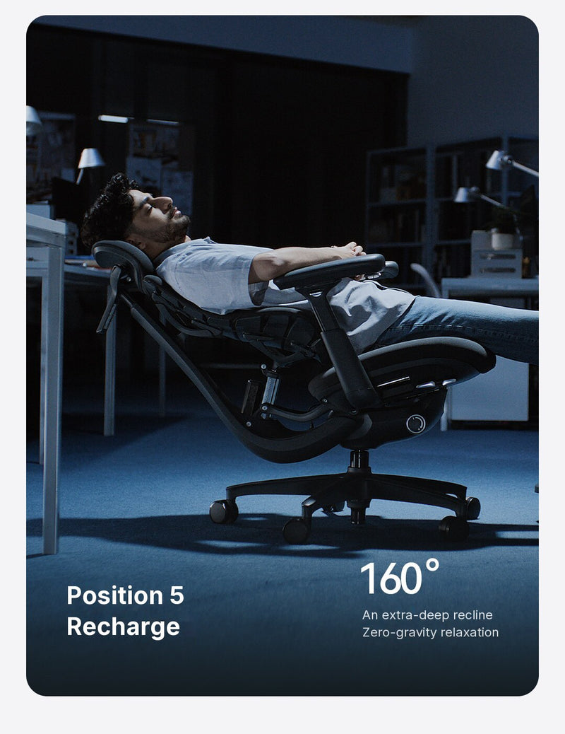 LiberNovo Omni Gen in recline Position 5, Recharge, at 160\u00b0