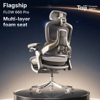 UE FLOW 660 Pro in Black on a dark stage: the flagship with a multi-layer foam seat and the Taiji dynamic lumbar system