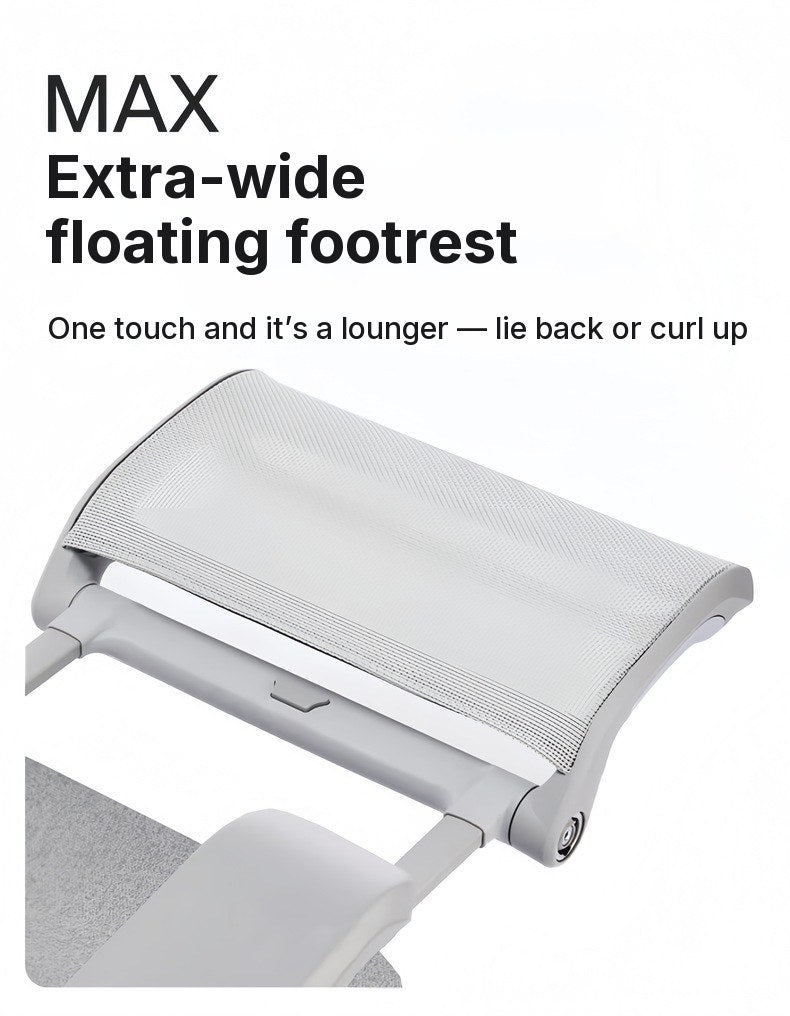 UE FLOW 660 Pro MAX extra-wide floating footrest, extended, close-up of its mesh surface
